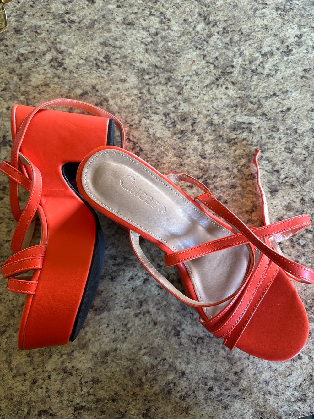 Red Strappy Platform Sandals